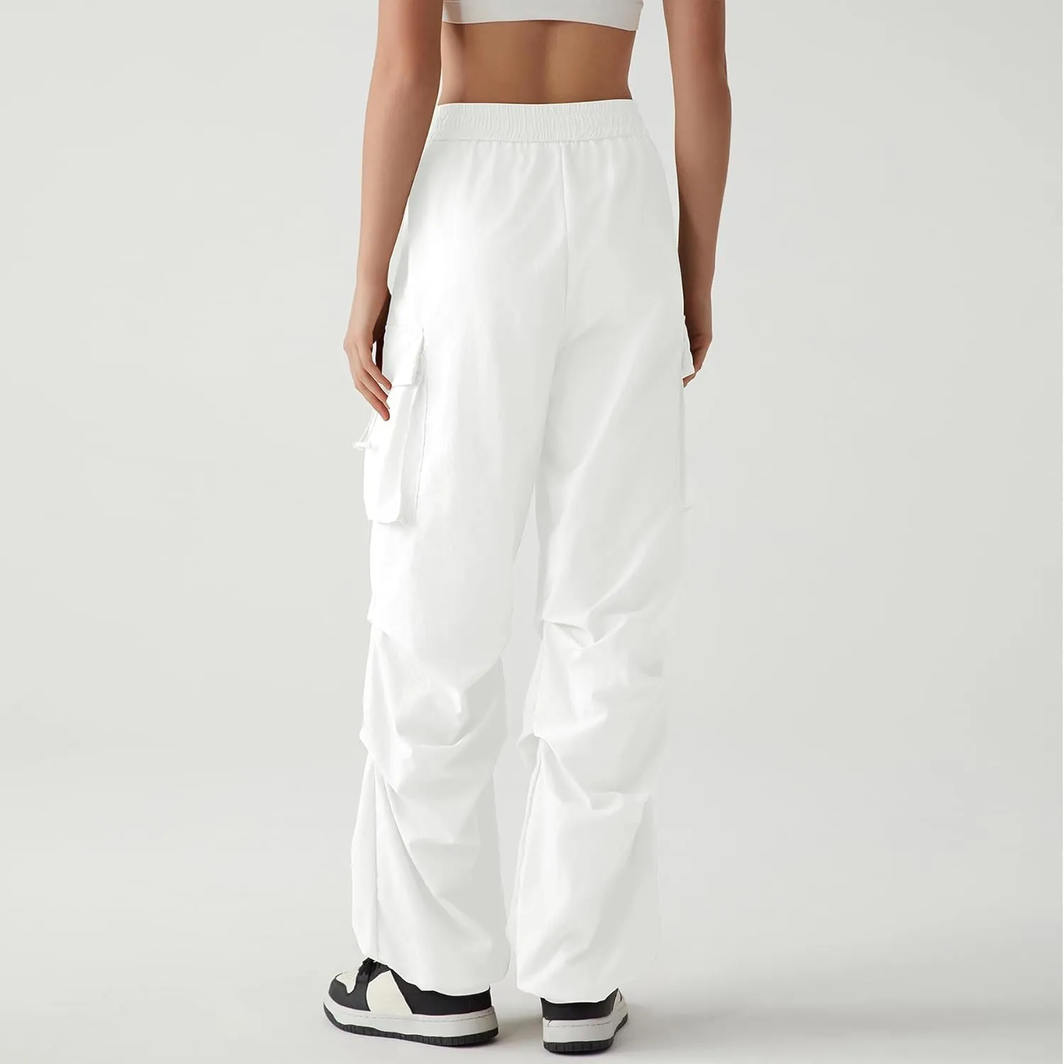 Zando Baggy Cargo Parachute Pants Women High Waisted Wide Leg Waterproof Windbreaker Hiking Pants for Women