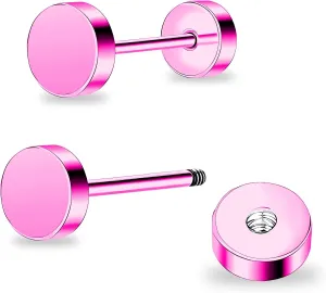 ZDE Women Earrings Flat Back Dot Earrings Titanium Hypoallergenic Cartilage Non-Nickel Earrings Studs for Sensitive Ears Simple Classic 3mm/4mm/5mm/6mm Screw On Stud Earring