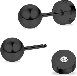 ZDE Women Flat Back Ball Stud Earrings Titanium Hypoallergenic Earrings Stud for Sensitive Ears Simple Classic 3mm-5mm Flat Stud Earring Perfect for Helix Tragus Cartilage Earlobe